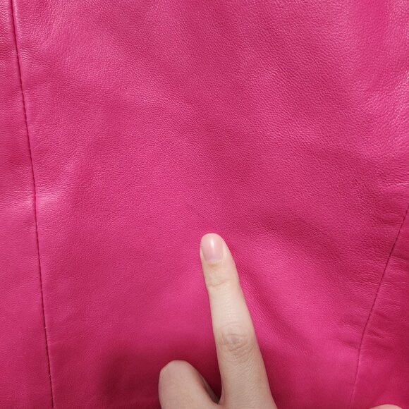 LaMarque Rumi Cropped Leather Jacket Hot Pink Lamb Barbie Feminine Maximalist M - Picture 13 of 13